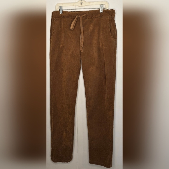 EKRU Micro Corduroy,  Drawstring Pants, Caramel Colour, Lg - Picture 1 of 6
